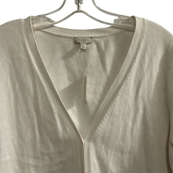 Talbots Women's XL Ivory Short Sleeve Button Down Cardigan Sweater - Picture 8 of 11